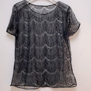 American apparel black lace tee